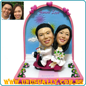Personalized 3D Wedding Couple On Bike Figurines
